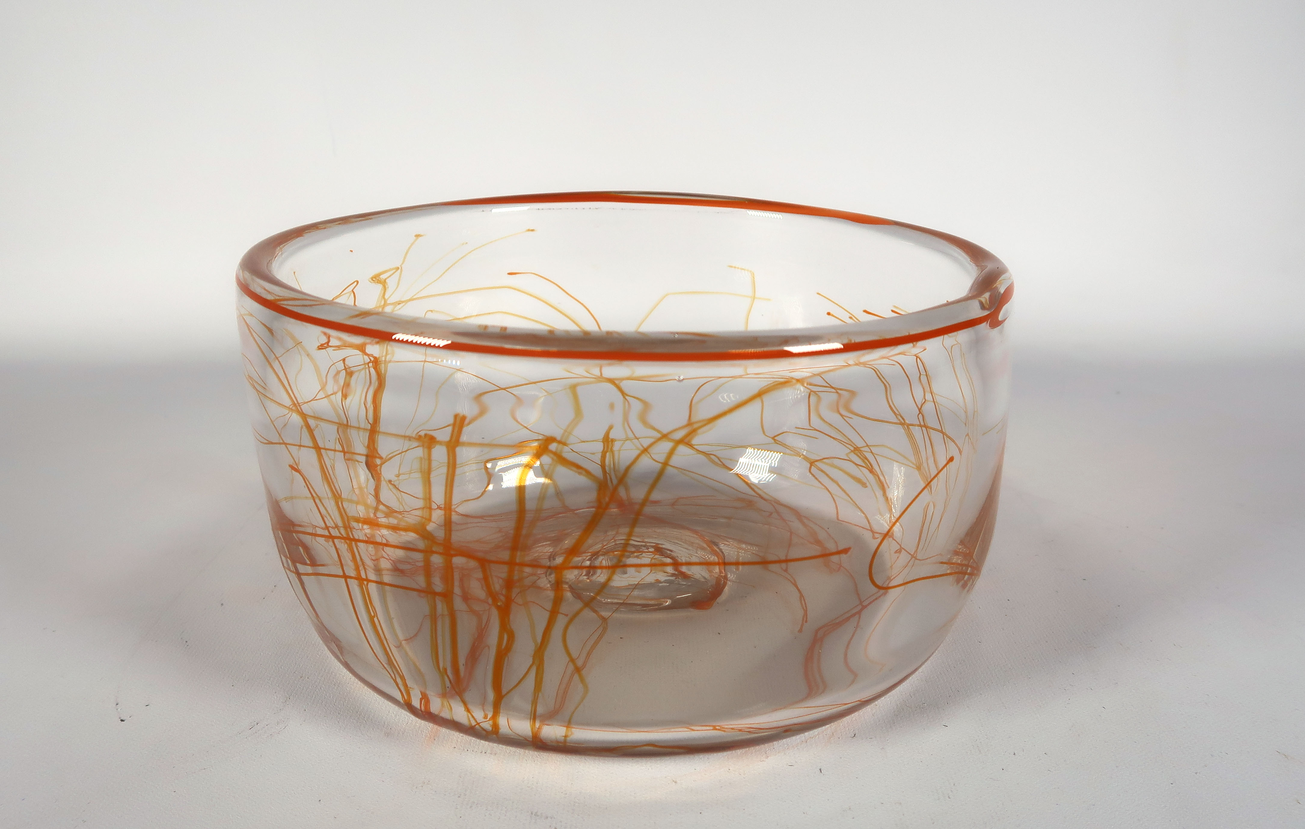 Studio de Oude Horn - Glas, Schaal met oranje aders kopen? Bied vanaf 1!