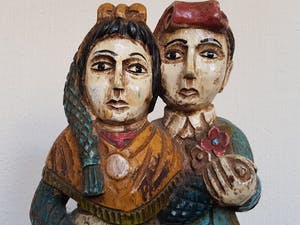 Niet of onleesbaar gesigneerd - Gekleurd houten beeld - Volkskunst kopen? Bied vanaf 1!