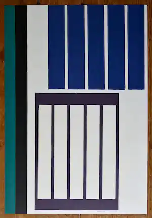 Adine Engelman - Geometrisch abstracte compositie. Monotype. verkauft für € 100!