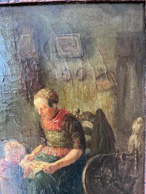 Jan de Jong - Boerin met kind in een keuken kopen? Bied vanaf 175!