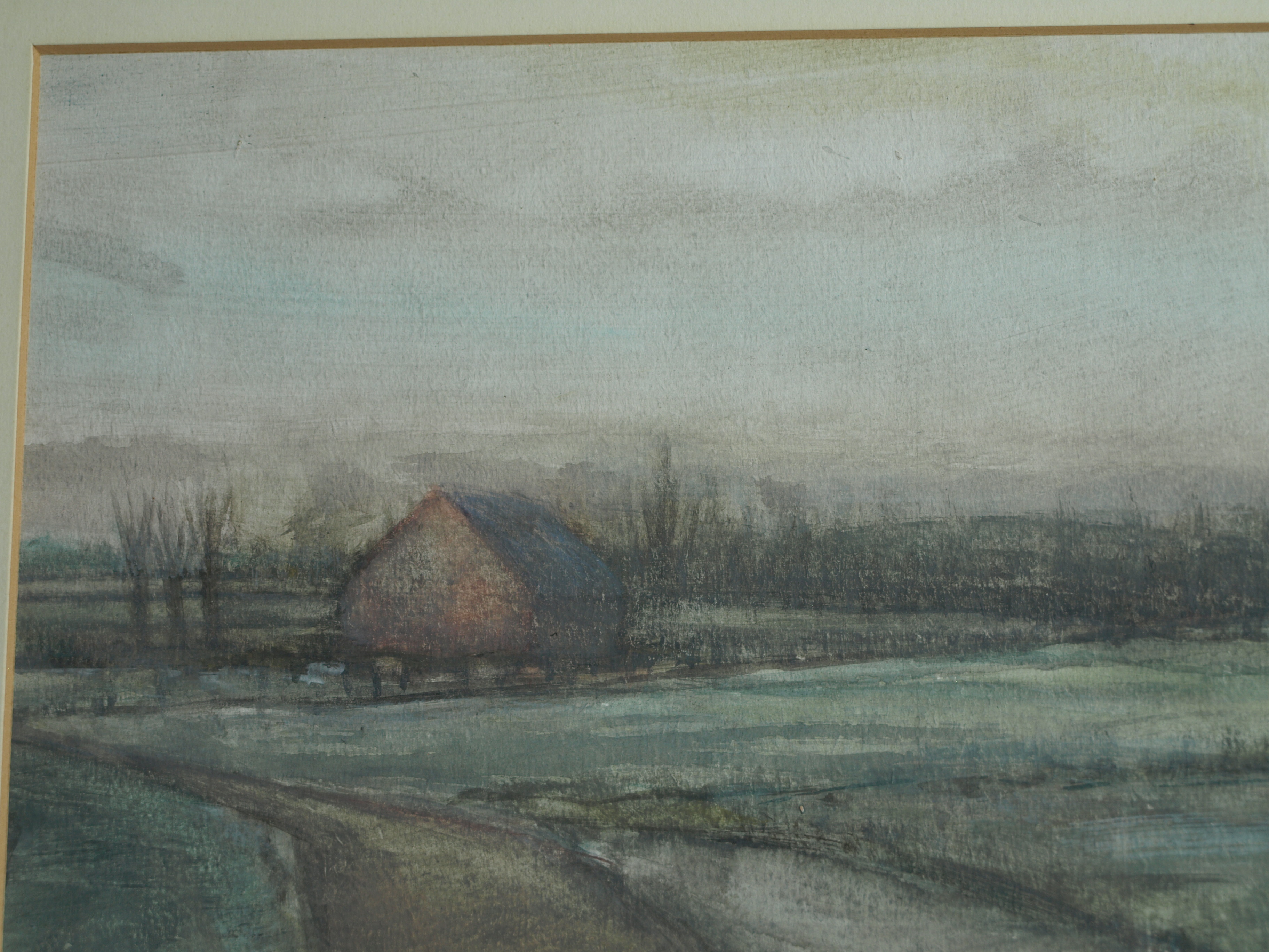 Henk Rijzinga - Aquarel , Winterlandschap – ingelijst – ca 1975  kopen? Bied vanaf 1!