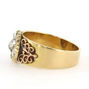 18k geel gouden ring bezet met roos geslepen diamant tot. 0.40ct – G/H - SI kopen? Bied vanaf 700!