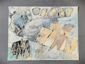 Hannes Postma - Grote in 1962 gemaakte surrealistische gem. techniek "looks like locomotor" kopen? Bied vanaf 87!