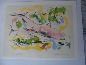 Nic Jonk - Zeefdruk. Titel, "Geboorte". kopen? Bied vanaf 45!