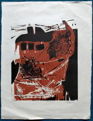 Buy Jaap Wagemaker - Abstracte compositie, houtsnede? Bid from 40!