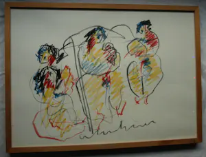 Anton Heyboer - Ingelijste pastel , 3 Vrouwen, met kindje kopen? Bied vanaf 125!