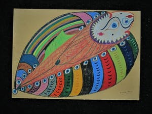 Paul de Lussanet - Figuratief Abstract Pastel "Compositie met Fantasiedier " gesigneerd 1974 kopen? Bied vanaf 1!