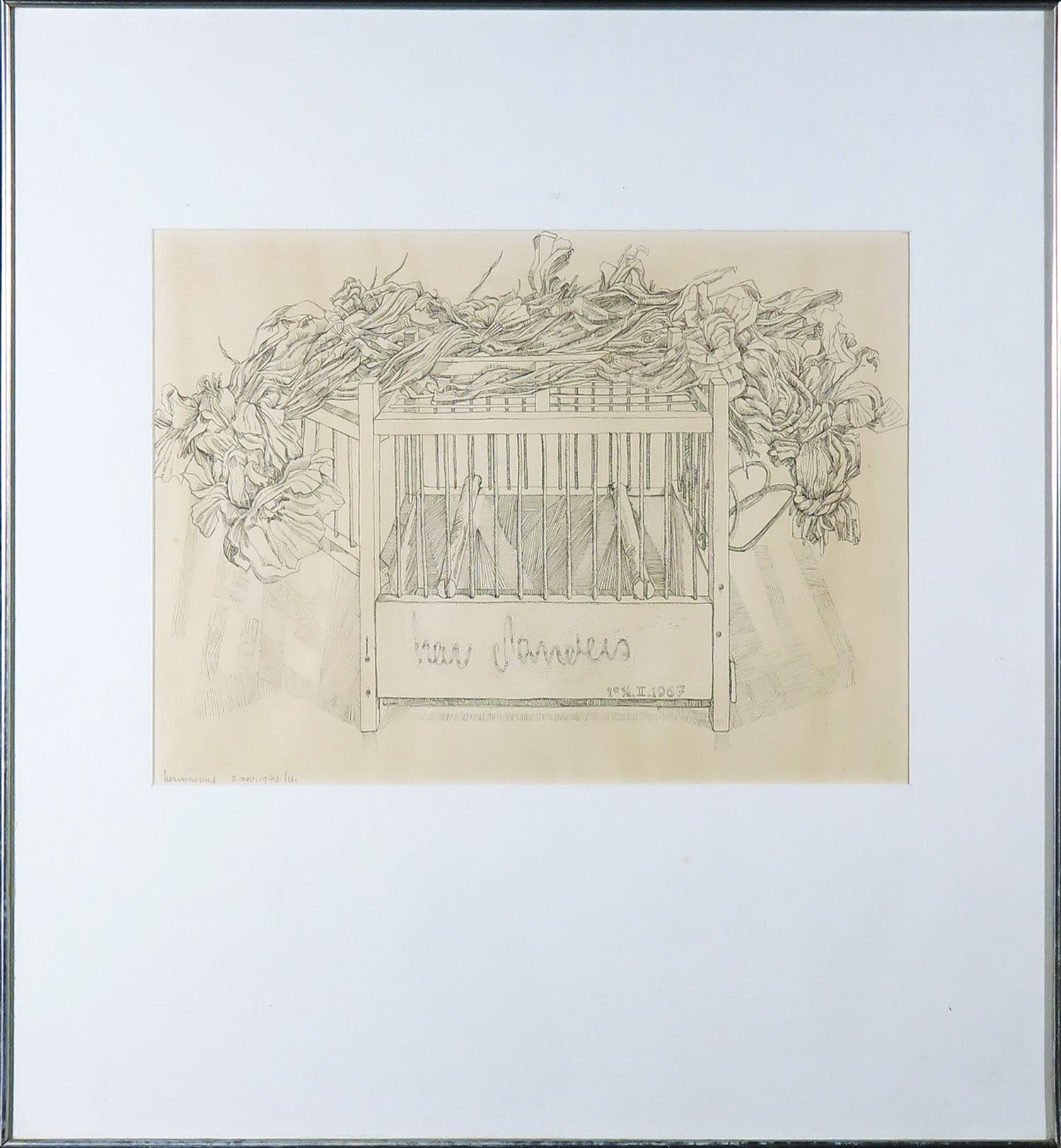 Har Sanders - Pentekening, Zonder titel - Ingelijst kopen? Bied vanaf 1!