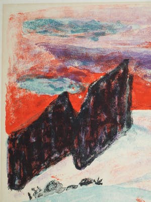 Willy Suter - Litho, “Sneeuwlandschap” – Kunst-Schoolplaat uit 1960 – V.AE.V.O. kopen? Bied vanaf 50!