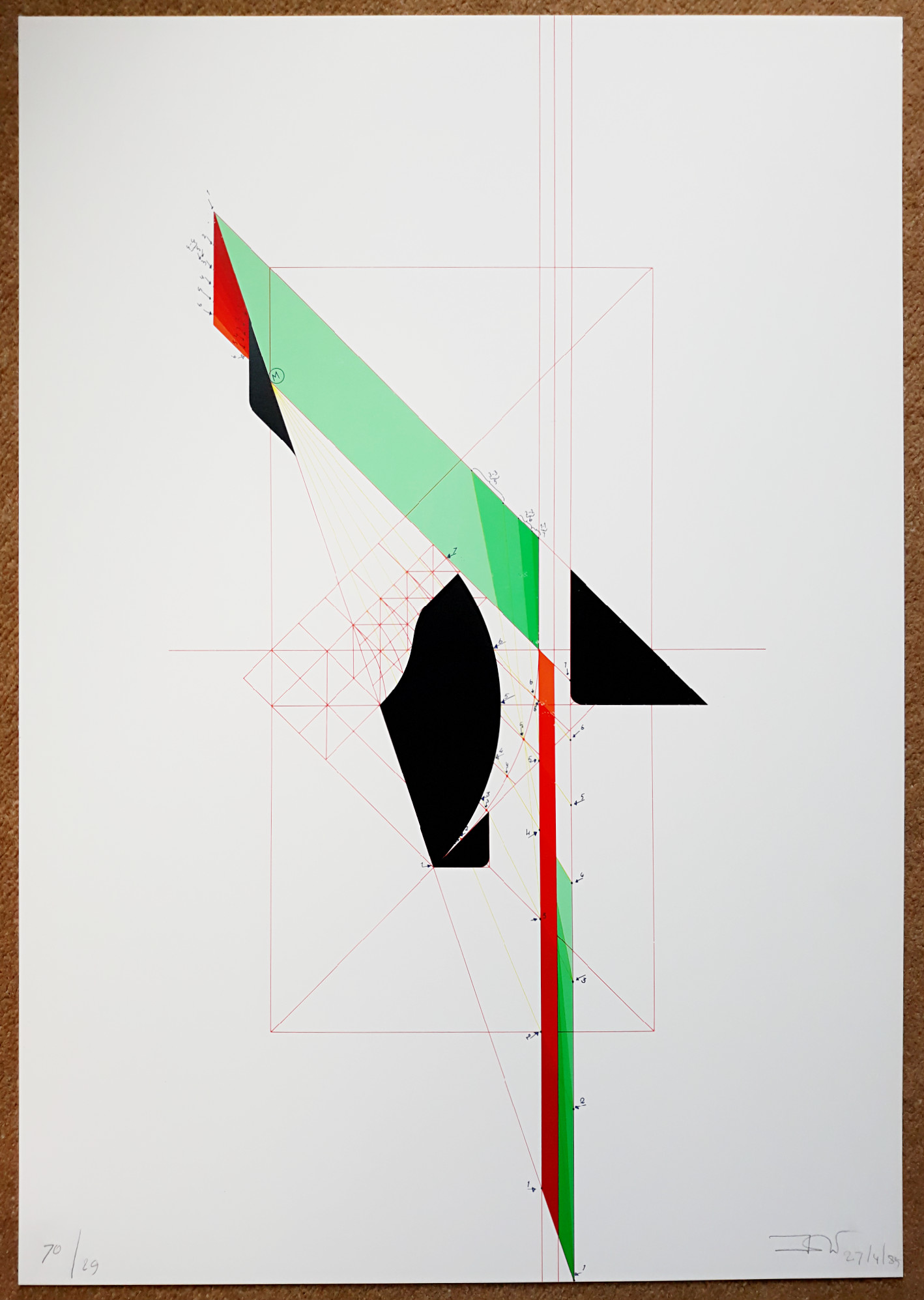 Jan Hoogstad - Geometrisch abstract architectuur concept, zeefdruk kopen? Bied vanaf 55!
