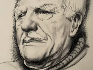 Karel van Seben - Knap gemaakt houtskool op papier zelfportret - 1973 - mooi ingelijst kopen? Bied vanaf 1!