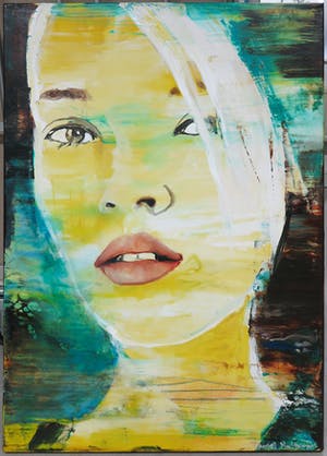 Daniel Maltzman - Acryl op doek, Green face kopen? Bied vanaf 1!