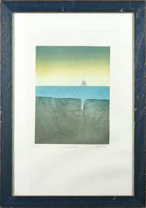 Niet of onleesbaar gesigneerd - Aquatint, Le grand large verkocht voor € 1!