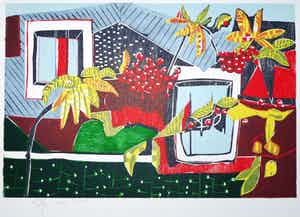 Vincent van Ojen - Stilleven met bladeren en bessen. verkocht voor € 60!