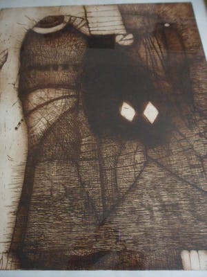 Guillaume Le Roy - Fraaie abstracte ets in sepia kleuren. kopen? Bied vanaf 45!