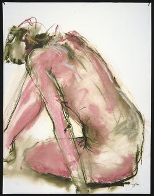 Franscz Witte - Acryl en krijt op papier, Zittend figuur kopen? Bied vanaf 1!