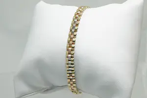 75 - Schitterende  14Krt tri-color Rolex-model armband - president schakel kopen? Bied vanaf 550!