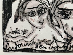 Lotti van der Gaag - gemengde techniek op papier | 'Vienne la nuit sonne l'heure' | 1975 kopen? Bied vanaf 350!