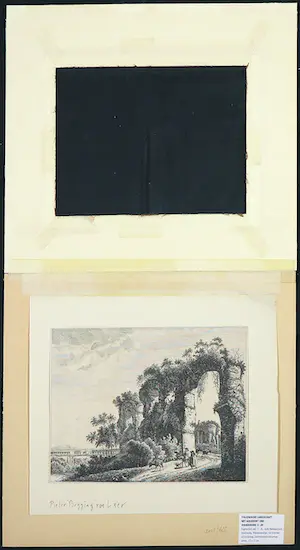 Pieter van Laer - (toegeschreven aan) - Ets, Italiaans landschap met aquaduct en figuren kopen? Bied vanaf 40!