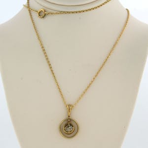 18k geel gouden collier met hanger bezet met roos diamant tot. 0.15ct kopen? Bied vanaf 200!