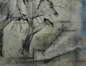 Jan Meijer - Ingelijste gouache , Kurkeikenbomen in Collioure - 1950 kopen? Bied vanaf 200!