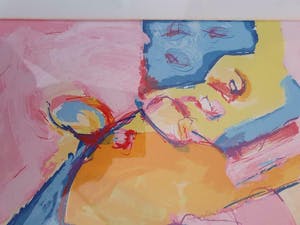 Ton van Kesteren - alweer afgeprijst : fraaie abstracte zeefdruk , ingelijst en gesigneerd kopen? Bied vanaf 19!
