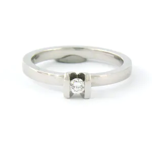 Buy 14k witgouden ring bezet met briljant geslepen diamant tot. 0,11ct - F/G - VS/SI? Bid from 200!