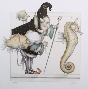 Michael Parkes - Litho, The Seahorse Collector - Ingelijst kopen? Bied vanaf 250!