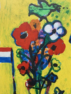 Hans Truijen - kleurenzeefdruk | 'Bloemen voor Gea' | 1995 kopen? Bied vanaf 80!