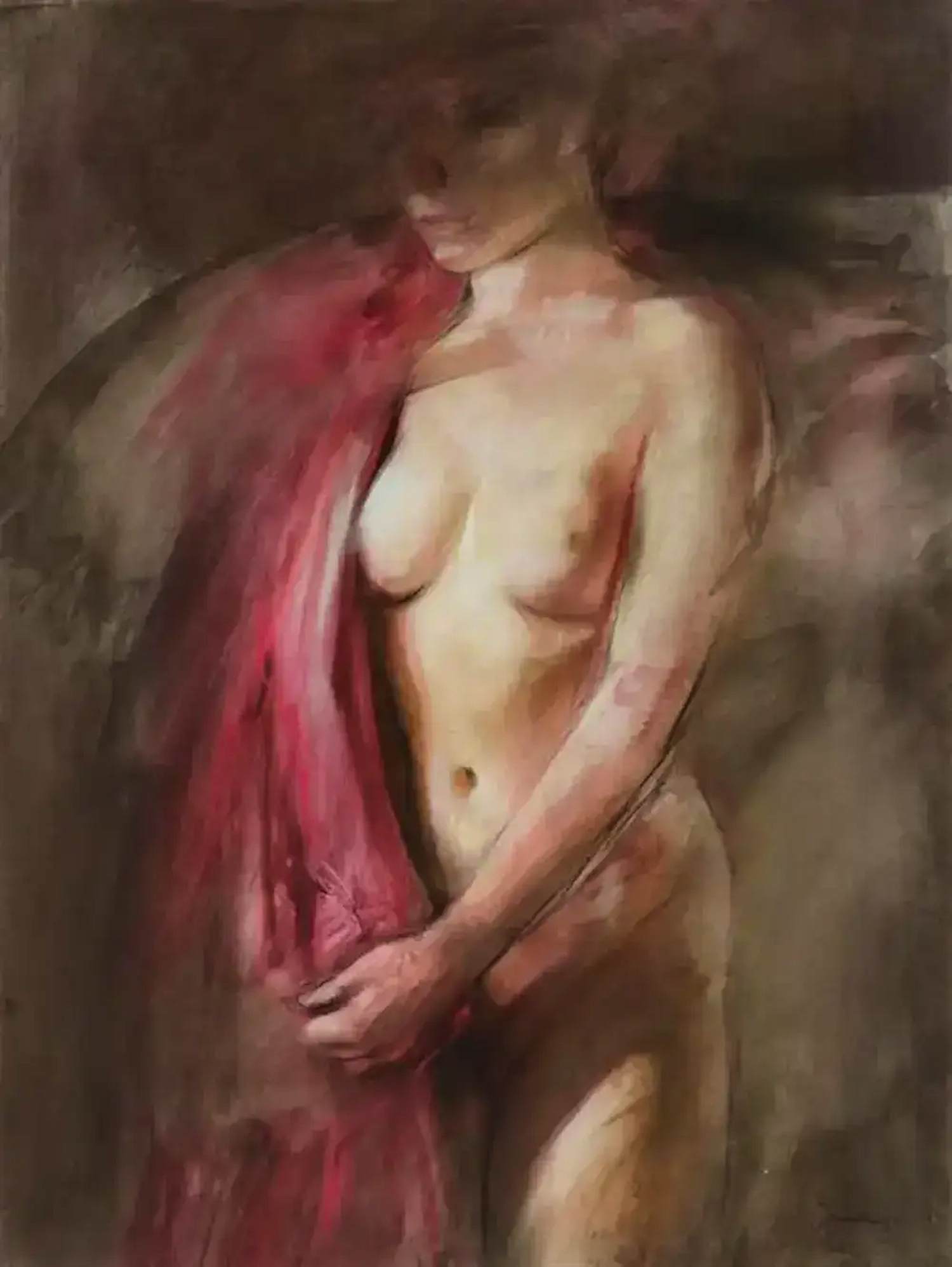 Jan Asselbergs - Pastel op papier: staand naakt (groot!) kopen? Bied vanaf 495!