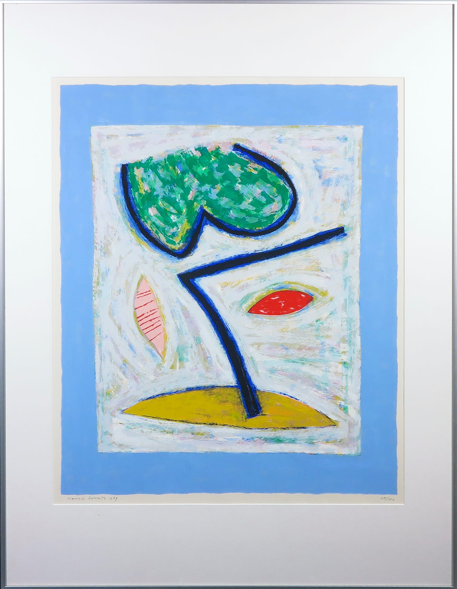 Harrie Gerritz - Zeefdruk, Aarzelende herfst - Ingelijst verkocht voor € 50!