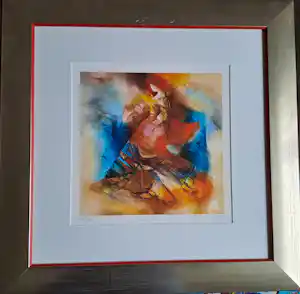 Wil Lof - Kleurrijk figuratief werk in lijst, met passepartout kopen? Bied vanaf 25!