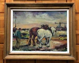 Rene Morren - Trekpaarden aan de haven. kopen? Bied vanaf 120!