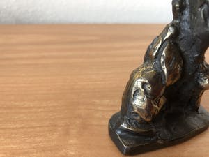 Brons (Onbekend) - Zwaar massief bronzen beeld van man met hond - kat en konijn. kopen? Bied vanaf 45!