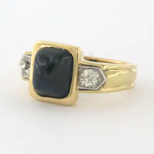 18kt bicolor gouden ring met saffier en bolsjewiek geslepen diamant 0.30ct-17.25 kopen? Bied vanaf 750!