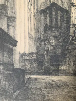 Antoon Derkzen van Angeren - Grote Kerk Dordrecht - grote litho - proef kopen? Bied vanaf 70!