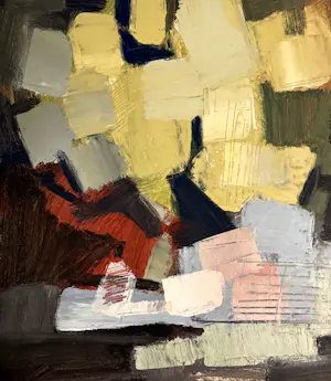 Rene Mels - Wunderschöne, farbenfrohe abstrakte Komposition, um 1958 kopen? Bied vanaf 500!