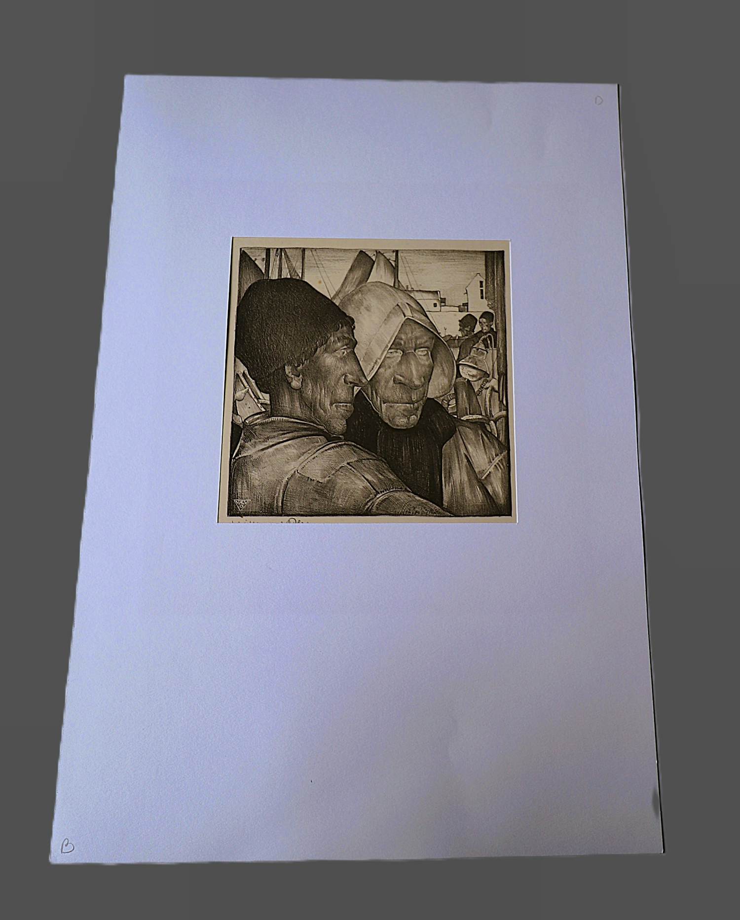 Willem van den Berg - Karakteristieke WvdB lithografie "Urk Vissermannen" potloodgesigneerd kopen? Bied vanaf 43!