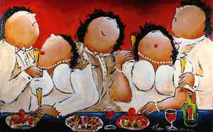 Theo Broeren - Acryl op doek, Net op tafel (Zeer Groot) verkocht voor € 100!