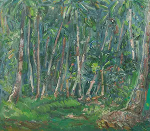 Herman Gouwe - Olieverf op doek, Landschap met bomen - Ingelijst kopen? Bied vanaf 1!