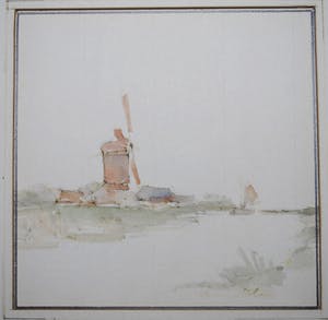 Toon Koster - aquarel .Molen langs vaart. van kunsthandel Roelofs - incl kunstboek werk&leven kopen? Bied vanaf 50!
