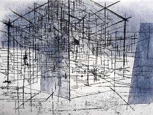 Constant - De blauwe kubus, aquatint ets (zeer beperkte oplage) verkocht voor € 995!