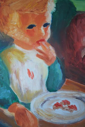 Harrie Sterk - [toegeschreven aan] - olieverfschilderij - in de kinderstoel kopen? Bied vanaf 60!