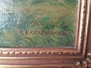 Carel Frederik Kellenbach - Plaslandschap met rietkragen kopen? Bied vanaf 120!