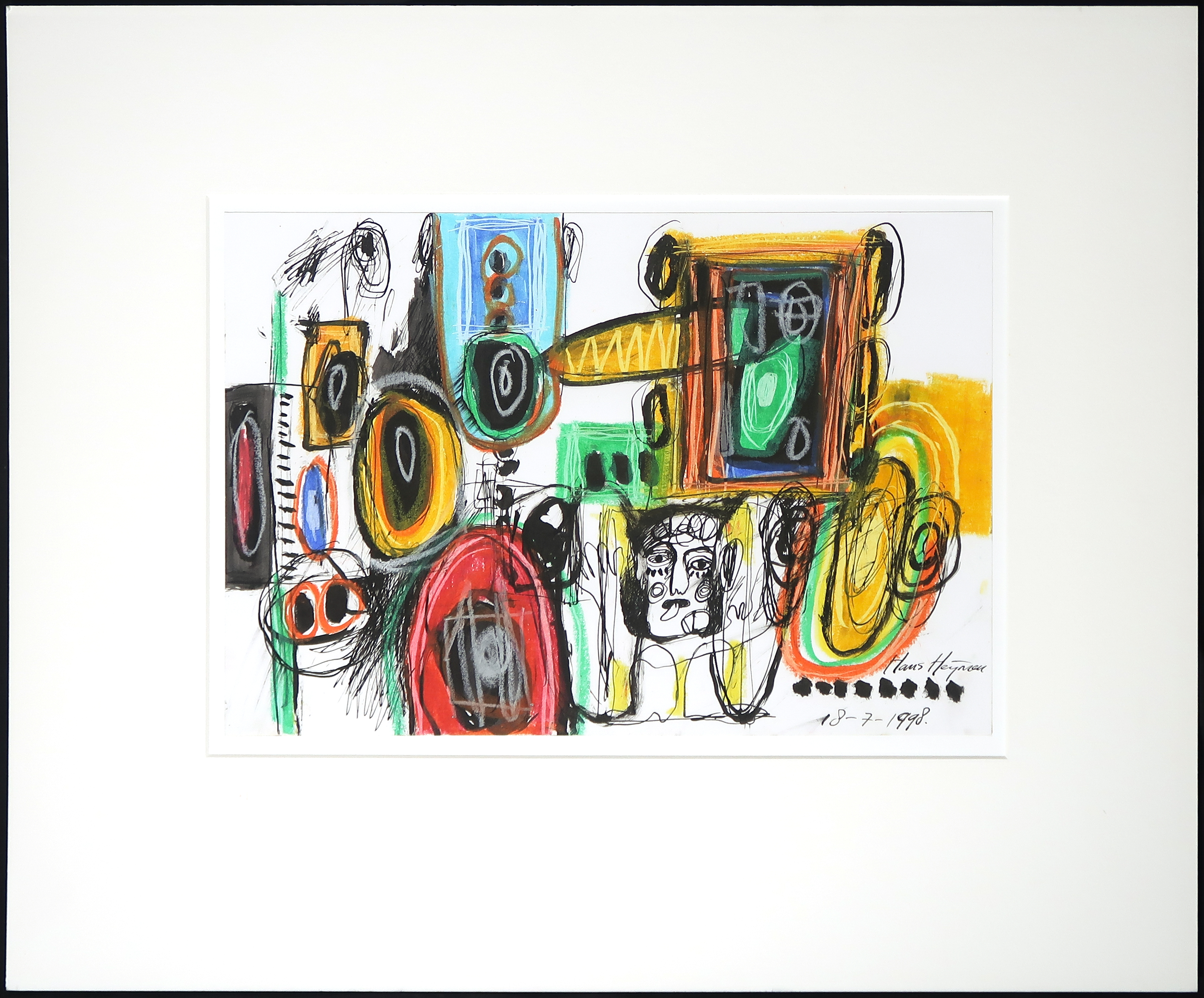 Hans Heijman - Gemengde technieken op papier, krijt, acryl en inkt, Hier ben ik kopen? Bied vanaf 35!