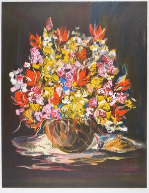 Niet of onleesbaar gesigneerd - Zeefdruk, Z.T. Bloemstilleven kopen? Bied vanaf 1!