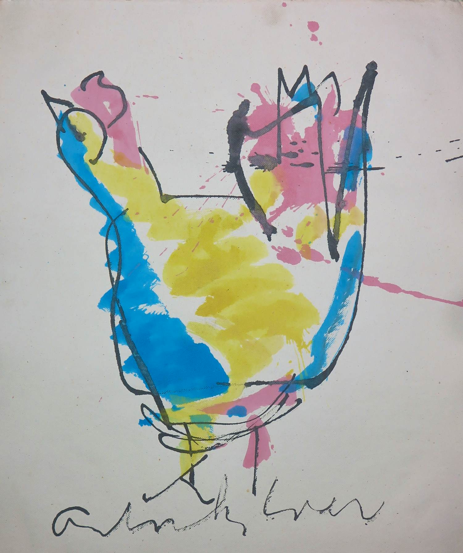 Anton Heyboer - Inkttekening op dik papier, Oervogel verkocht voor € 250!