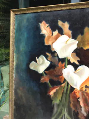 Josefa Tepe - Olieverf op doek , Aronskelken , bloemstilleven - ingelijst 102 x 94 cm. kopen? Bied vanaf 500!