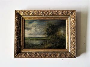 Niet of onleesbaar gesigneerd - Gesigneerd 19e Eeuws Haagse School olieverf "Landschap" in SALA lijst! kopen? Bied vanaf 1!