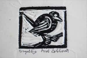 Bob Lokhorst - Houtgravure - Vogeltje verkocht voor € 50!